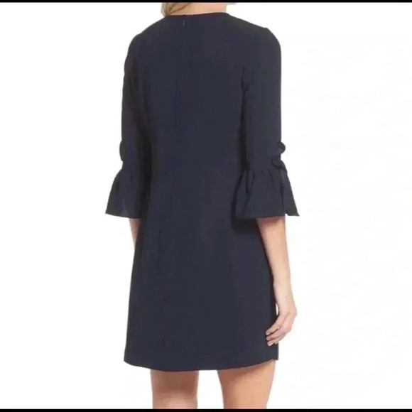 🆕Nanette Lepore Elegant Dark Navy Bell Sleeve Dress 6🆕 - Picture 2 of 10